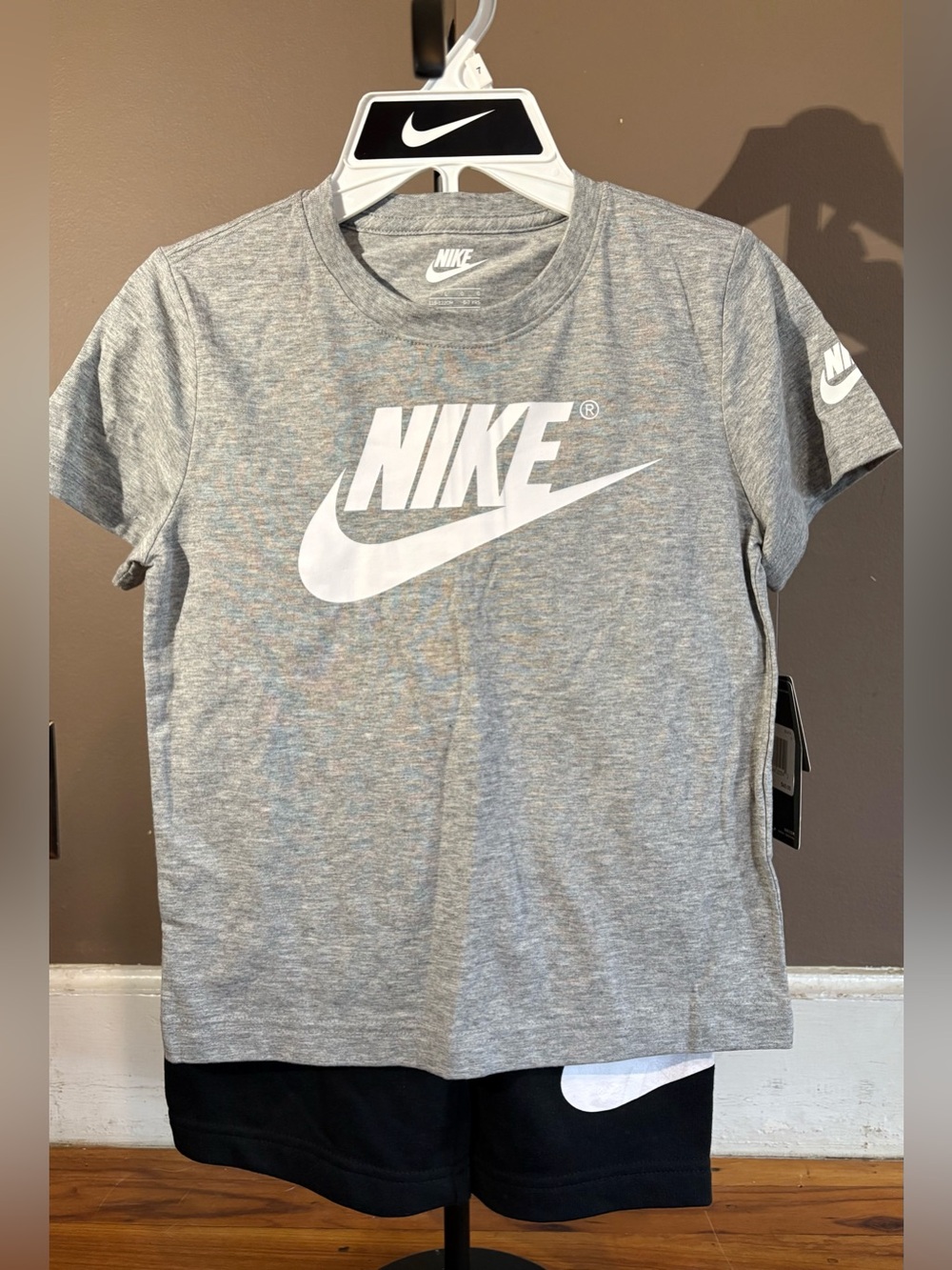 Nike Gray Tee with White Swoosh Logo